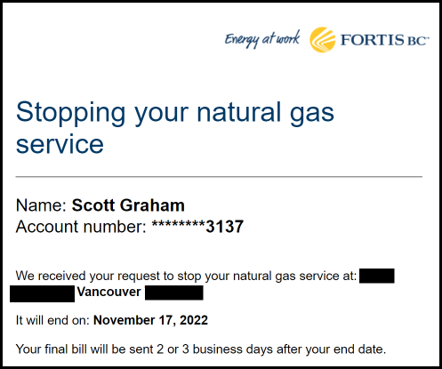 Stopping Natural Gas Service